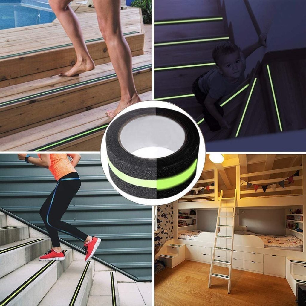 Glow in Dark Anti Slip Tape for Stairs – Waterproof Non-Skid Grip Tape (5cm x 5m)