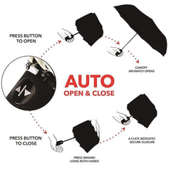 Auto Open & Close Windproof Travel Umbrella – Compact, Reinforced Canopy for Men & Women