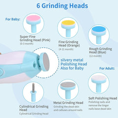 Baby Nail Trimmer Kit with Light, 5 Grinding Heads & 4 Speed Modes for Newborns & Kids