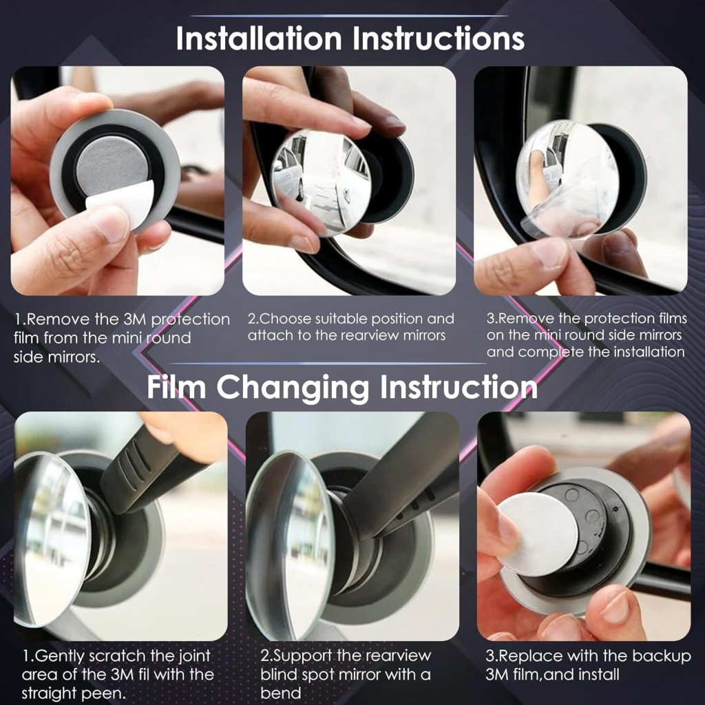 Universal 2 Pack 2" Round HD Convex Blind Spot Mirrors for Cars & Trucks