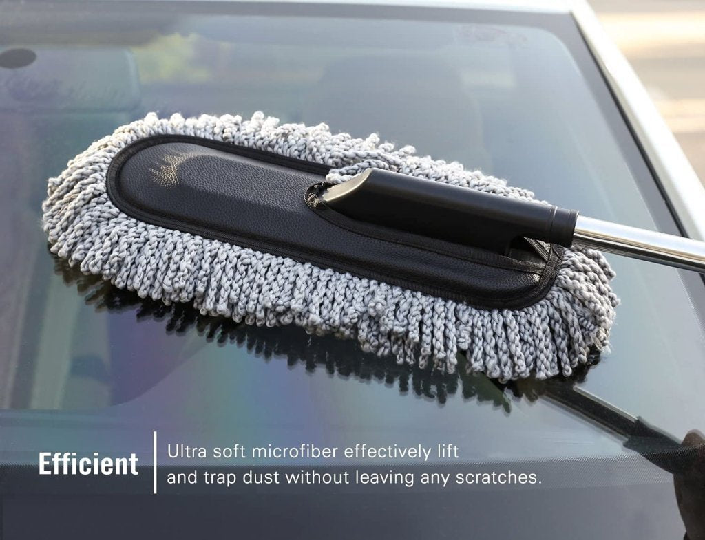 Microfiber Car Duster & Washing Brush with Long Handle – Dust & Clean Easily