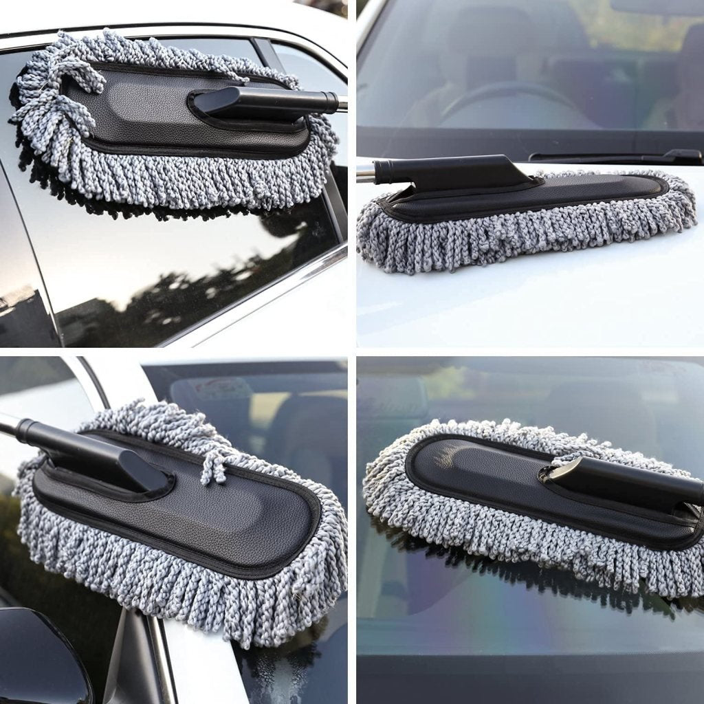Microfiber Car Duster & Washing Brush with Long Handle – Dust & Clean Easily