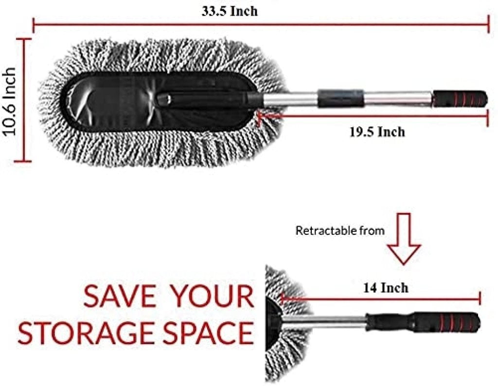 Microfiber Car Duster & Washing Brush with Long Handle – Dust & Clean Easily