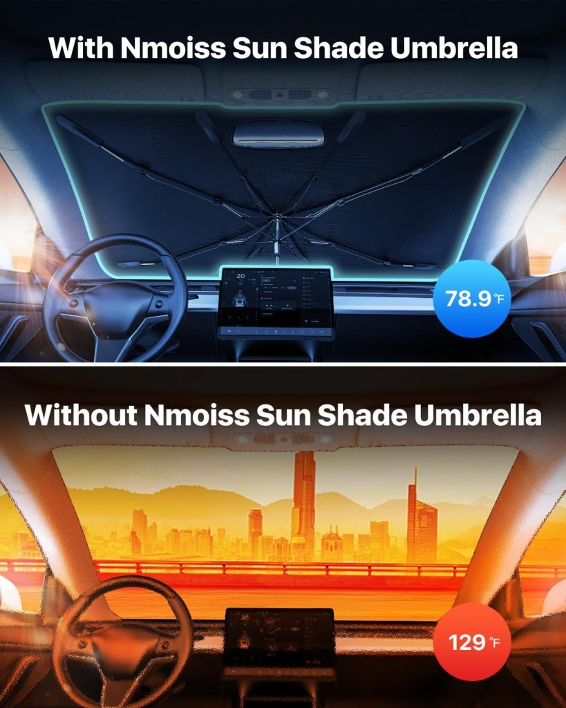 Foldable Car Sun Shade Umbrella – Windshield Sun Protection & Heat Insulation