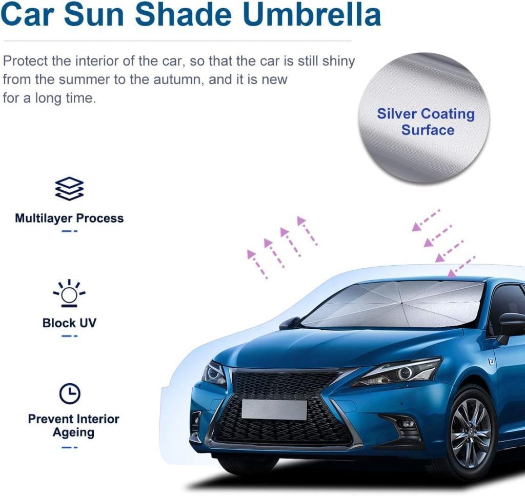 Foldable Car Sun Shade Umbrella – Windshield Sun Protection & Heat Insulation