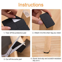 30 Pairs Square Chair Leg Pads – Anti Slip Rubber Furniture Grippers for Hardwood, Carpet & Tile Floors