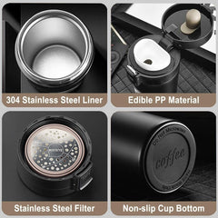 Premium 500ml Double Wall Stainless Steel Travel Tumbler with Flip Lid & Mesh Filter — Hot & Cold Insulated Flask