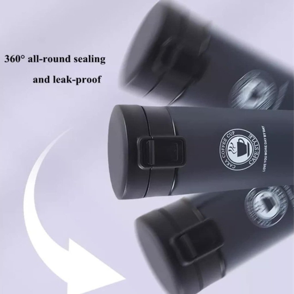 Premium 500ml Double Wall Stainless Steel Travel Tumbler with Flip Lid & Mesh Filter — Hot & Cold Insulated Flask