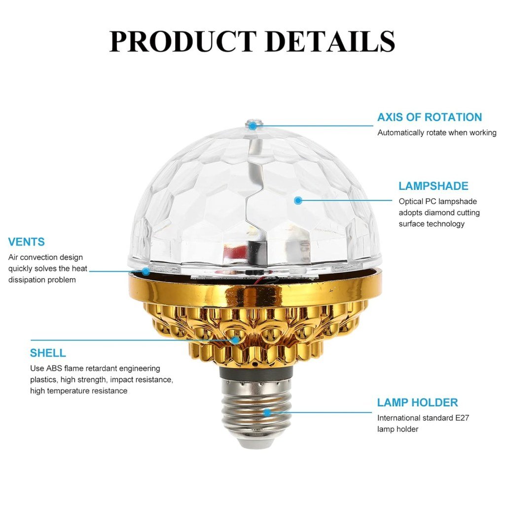 Colorful Disco Rotating LED Light Bulb for Parties & Events – Pack of 1