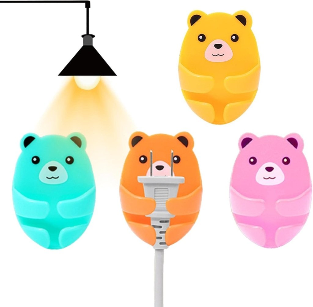 Cute Bear Wall Hooks – 4 Colors, Adhesive & Plug Hooks for Kitchen & Home