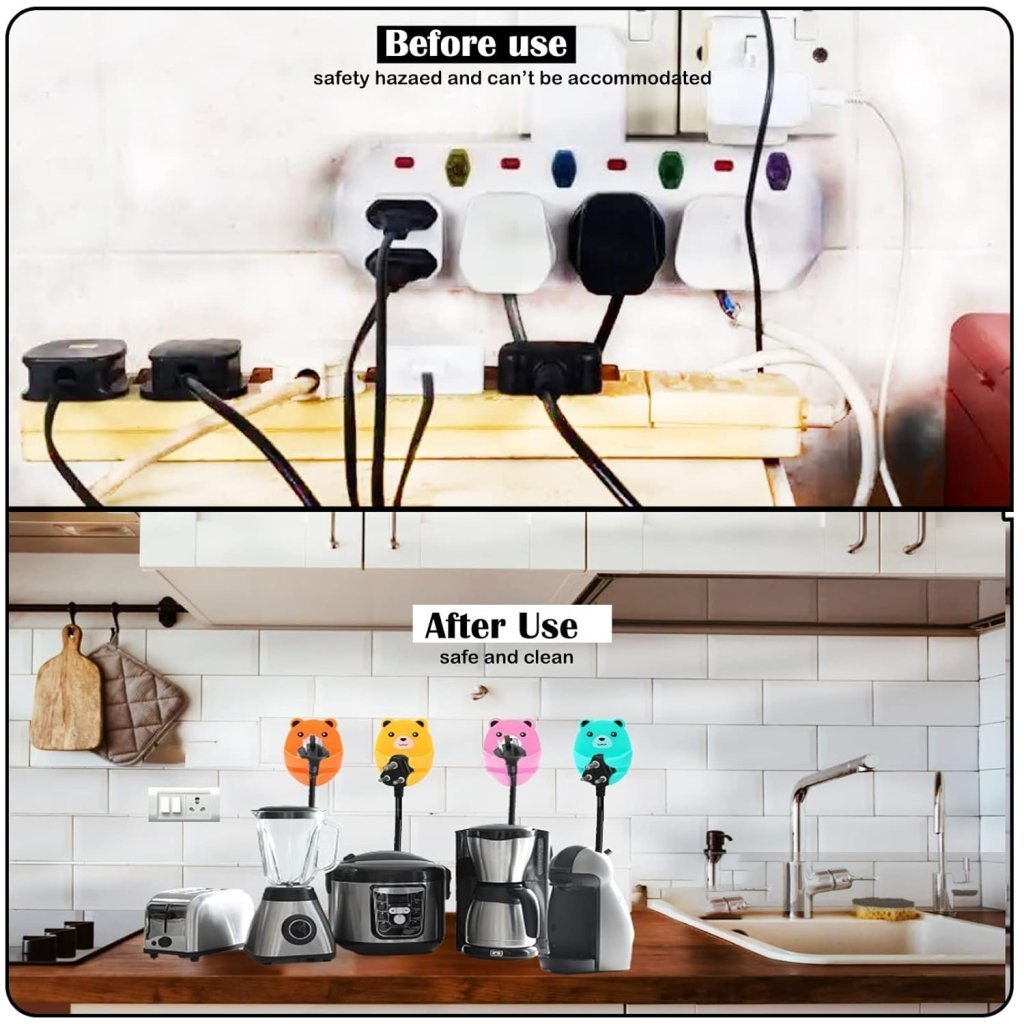 Cute Bear Wall Hooks – 4 Colors, Adhesive & Plug Hooks for Kitchen & Home