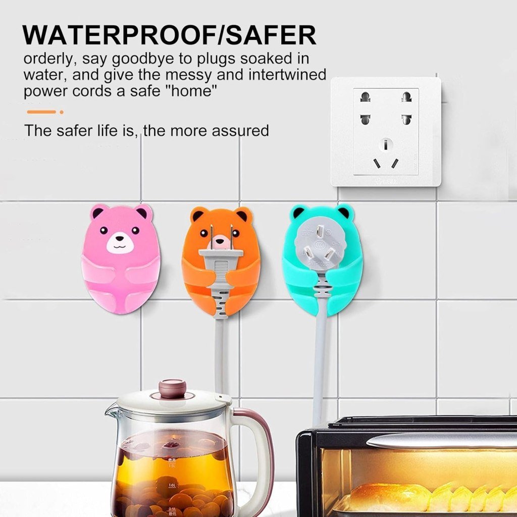 Cute Bear Wall Hooks – 4 Colors, Adhesive & Plug Hooks for Kitchen & Home