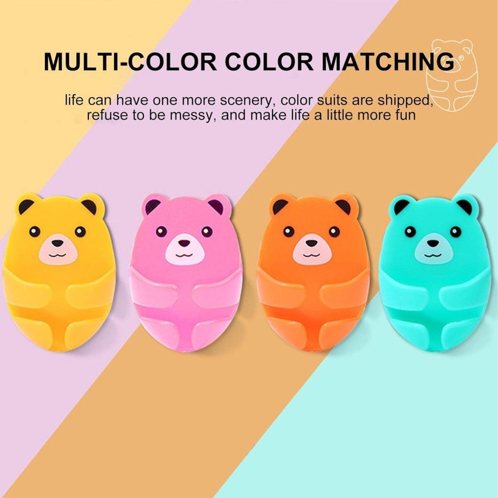 Cute Bear Wall Hooks – 4 Colors, Adhesive & Plug Hooks for Kitchen & Home