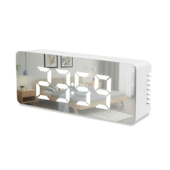 Digital LED Mirror Alarm Clock with Snooze, Dimmer & Battery Backup for Bedroom & Travel