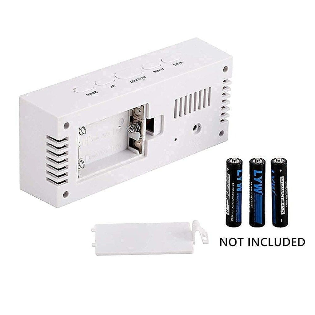 Digital LED Mirror Alarm Clock with Snooze, Dimmer & Battery Backup for Bedroom & Travel