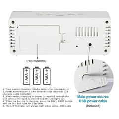 Digital LED Mirror Alarm Clock with Snooze, Dimmer & Battery Backup for Bedroom & Travel
