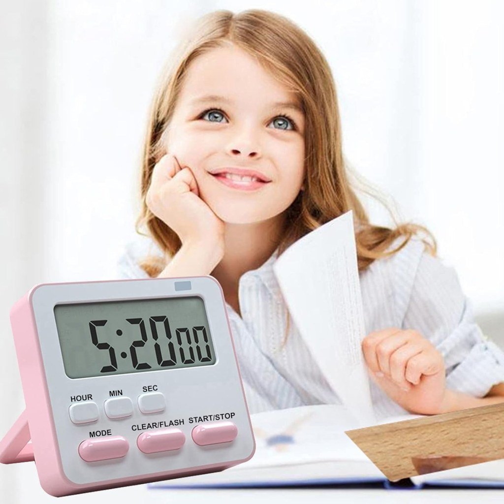 Digital Kitchen Timer & Alarm Clock with Stopwatch, Loud Alarm, Magnetic Back, Large Display