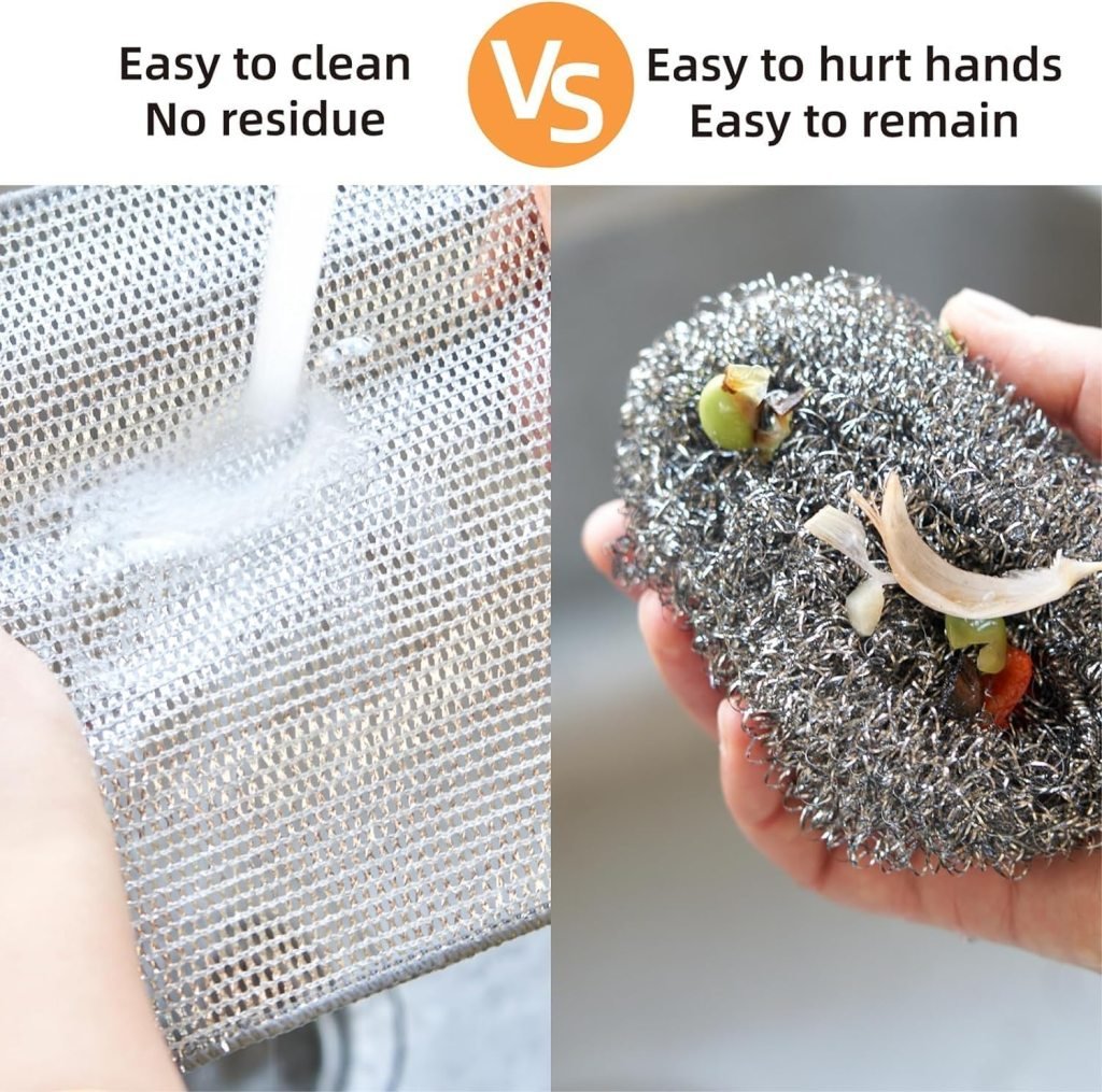 Heavy Duty Stainless Steel Dish Scrubber – Non-Scratch, Double-Sided, 1 Pack