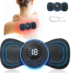 Wireless EMS Mini Butterfly Massager for Neck, Shoulder & Back Pain Relief, 8 Modes & 19 Levels