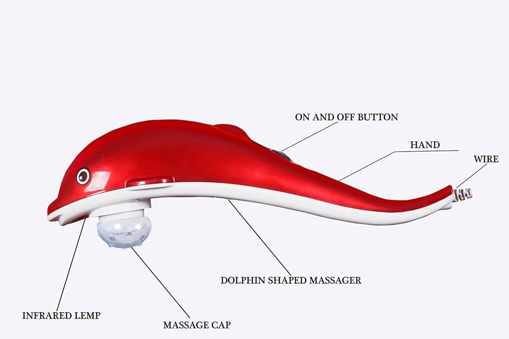 Electric Dolphin Handheld Massager with Vibration & Infrared Therapy for Pain & Stress Relief
