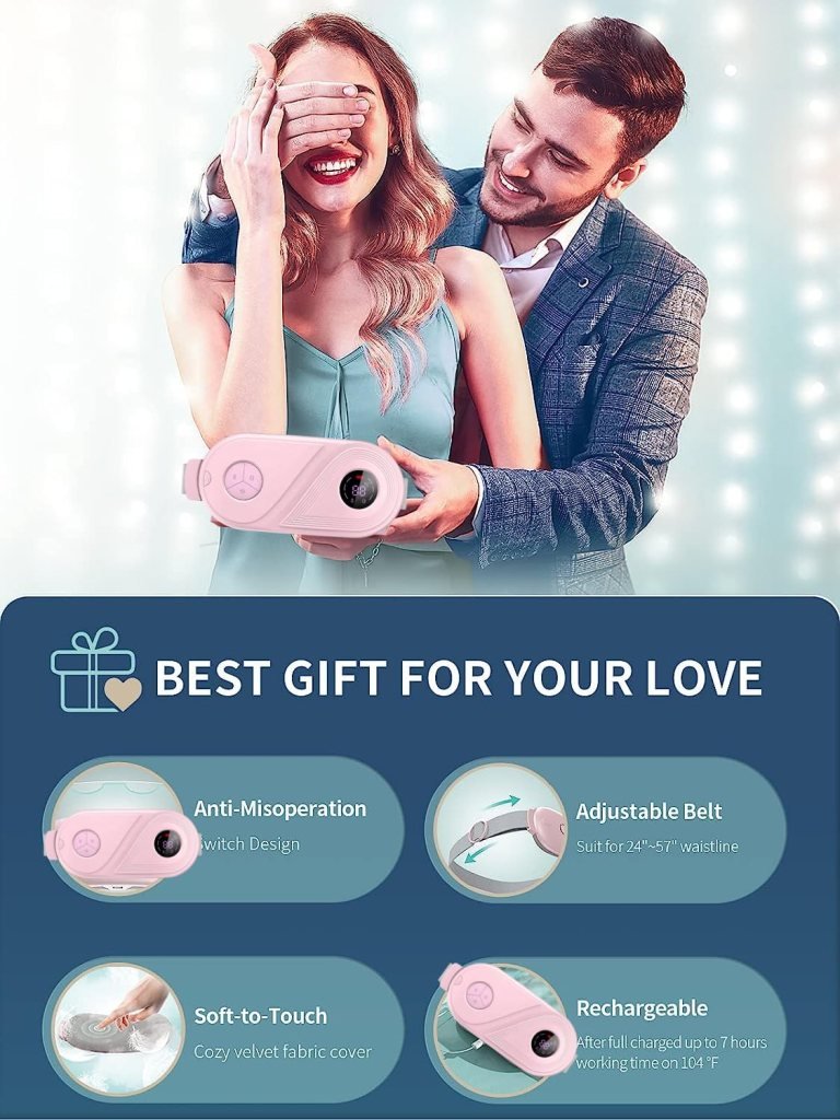 Portable Electric Heating Belt for Menstrual Cramps Relief – 33 Temp & 4 Massage Modes