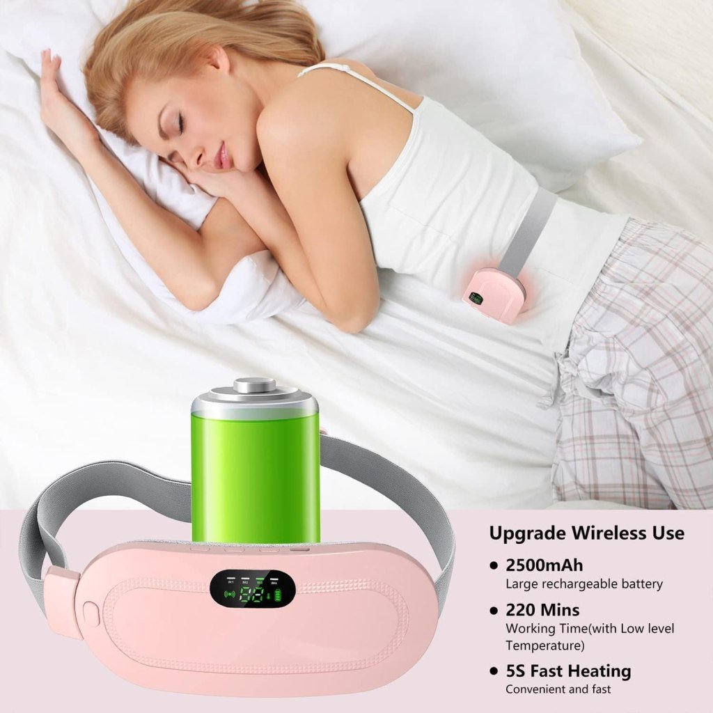 Portable Electric Heating Belt for Menstrual Cramps Relief – 33 Temp & 4 Massage Modes