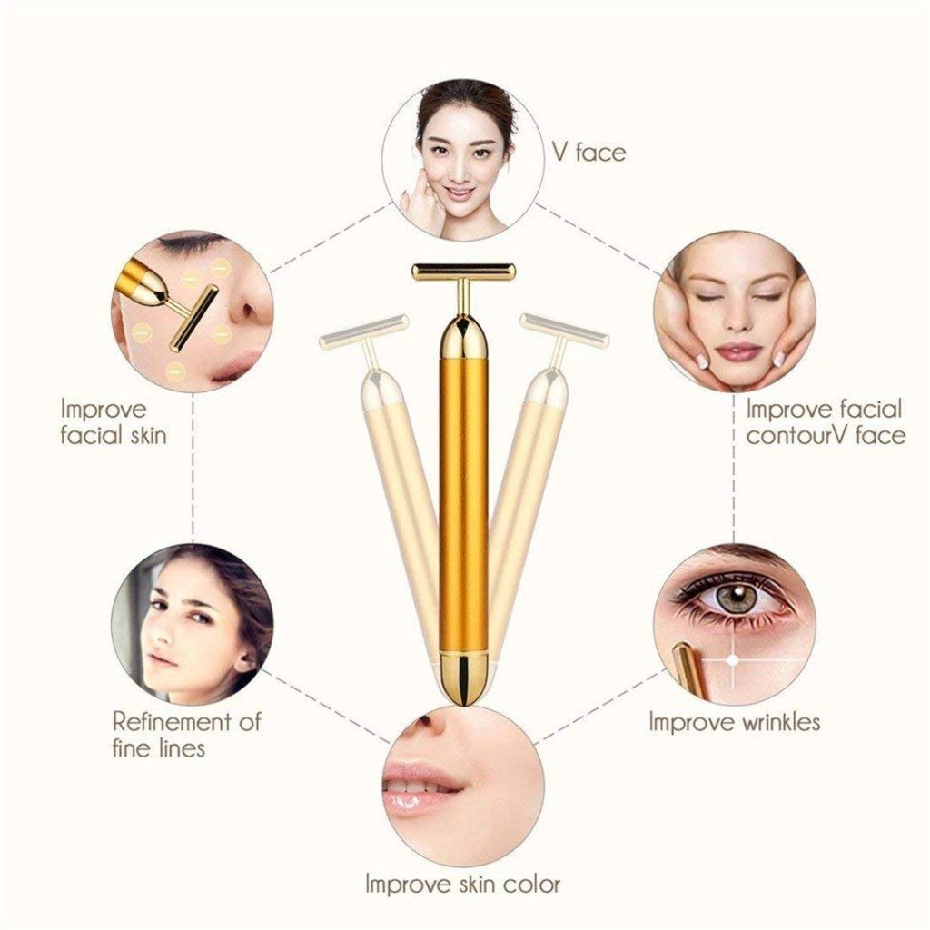 24K Gold Energy Beauty Bar – Waterproof Facial Massager for Wrinkles & Skin Care