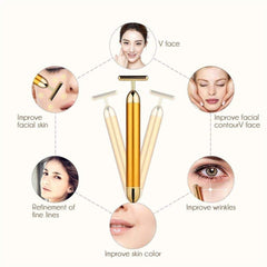 24K Gold Energy Beauty Bar – Waterproof Facial Massager for Wrinkles & Skin Care