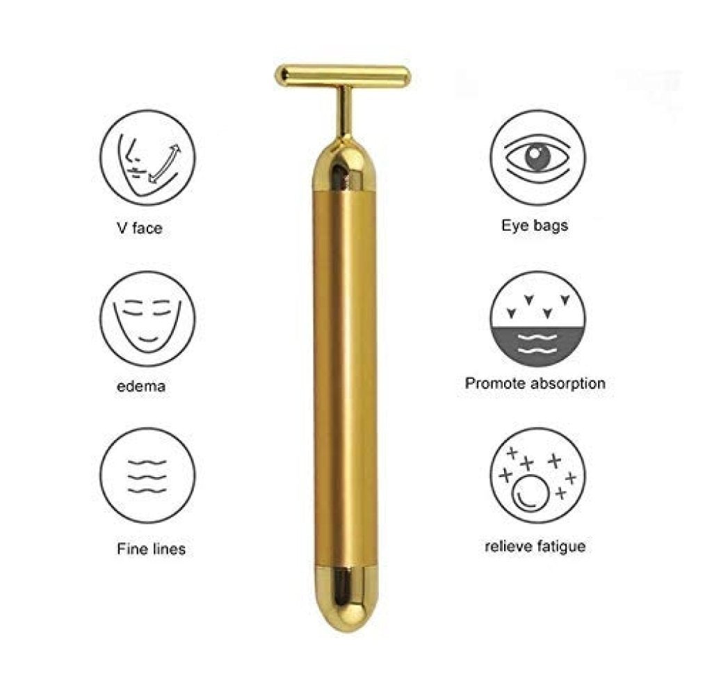 24K Gold Energy Beauty Bar – Waterproof Facial Massager for Wrinkles & Skin Care