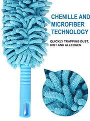 Foldable Microfiber Fan Duster – Flexible, Quick Cleaning for Home & Car (Blue)