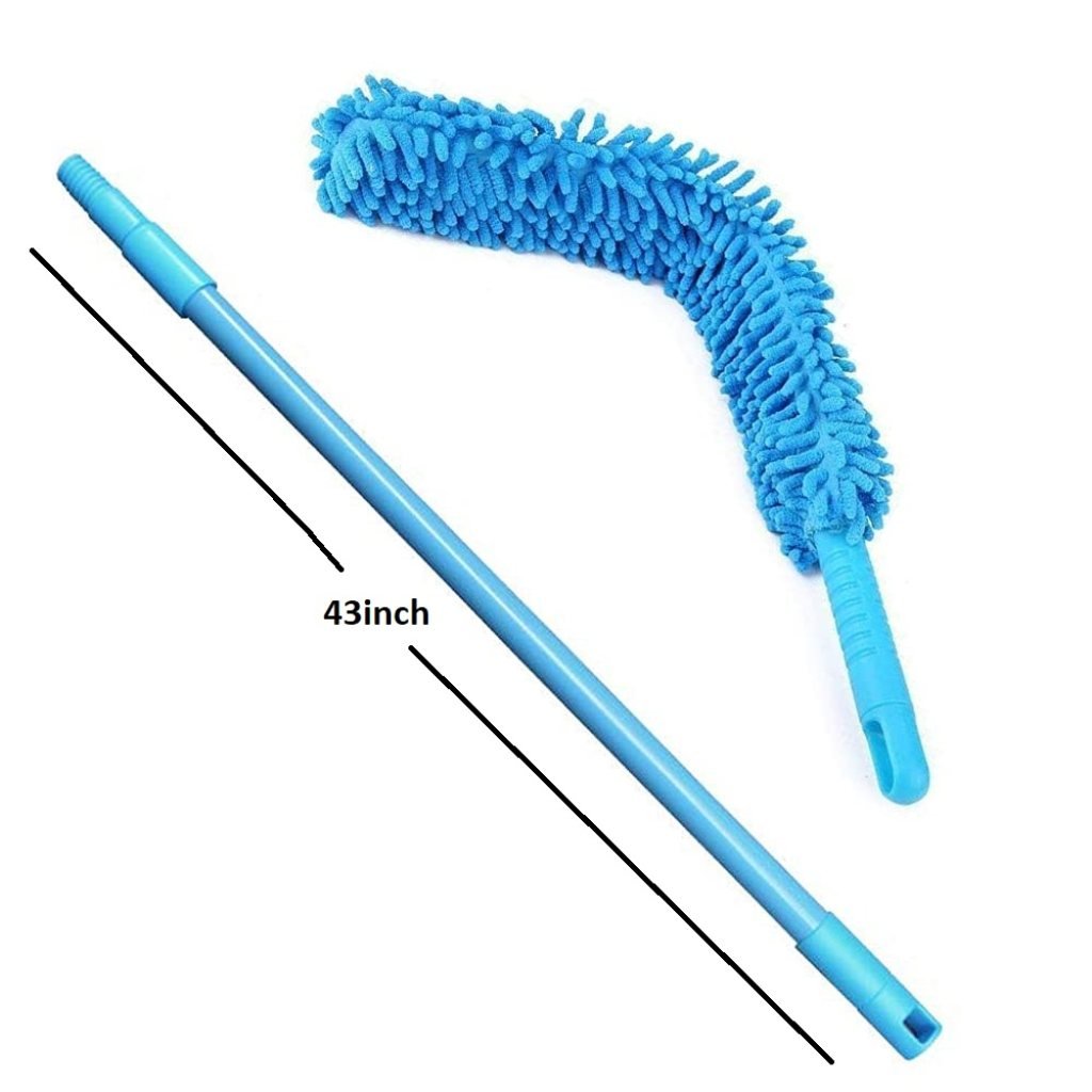 Foldable Microfiber Fan Duster – Flexible, Quick Cleaning for Home & Car (Blue)