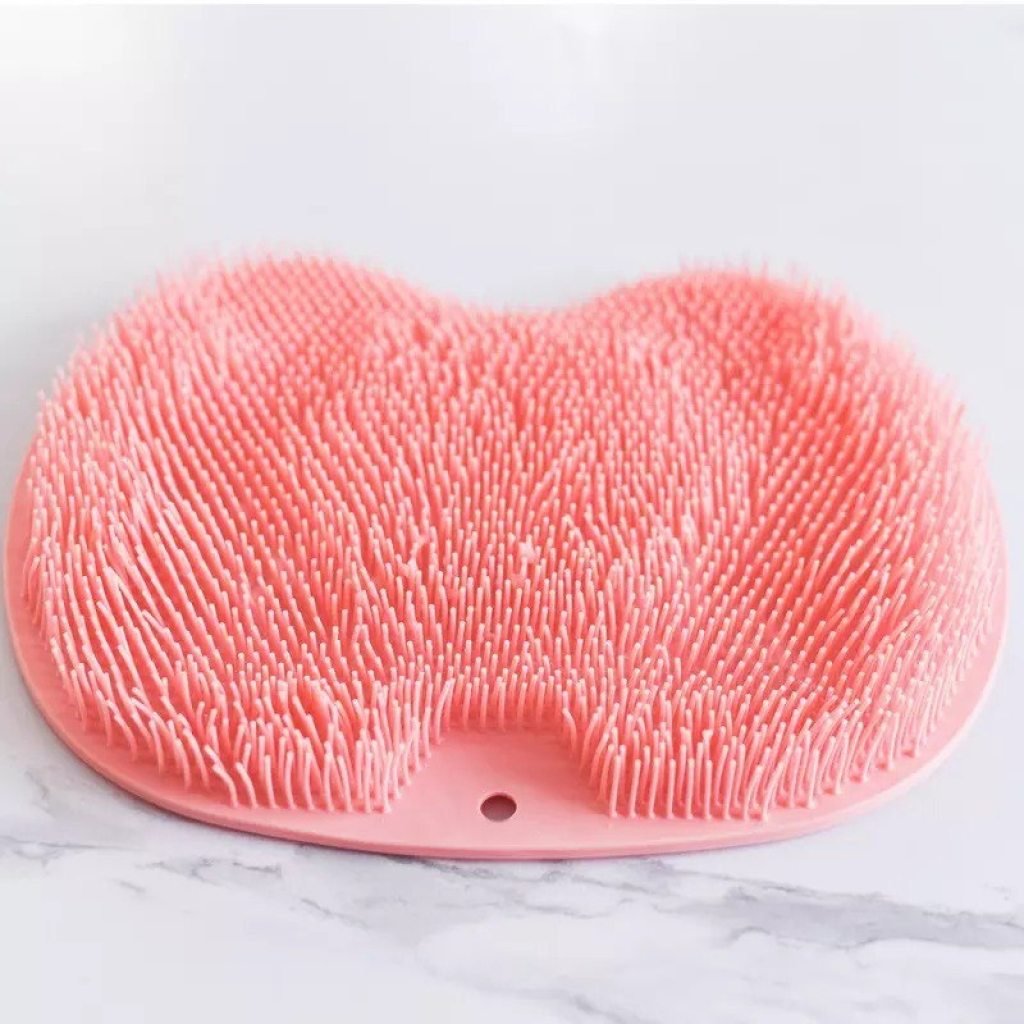 Pink Foot Shower Scrubber & Massager Mat – Non-Slip Silicone Bathroom Foot Brush