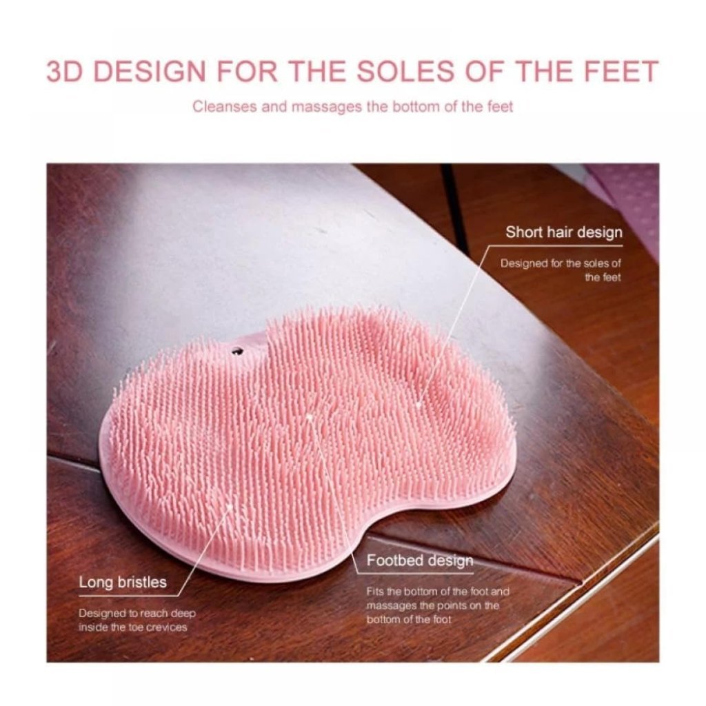 Pink Foot Shower Scrubber & Massager Mat – Non-Slip Silicone Bathroom Foot Brush