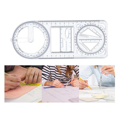 Multi-Angle Geometric Drawing Ruler – 360° Multi-Function Scale & Stencil