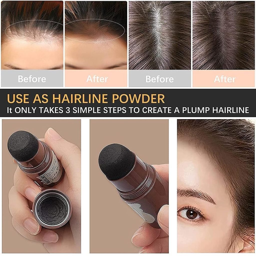 Black Hair Line Powder Stick – Waterproof Root Touch-Up & Gray Cover, 4g