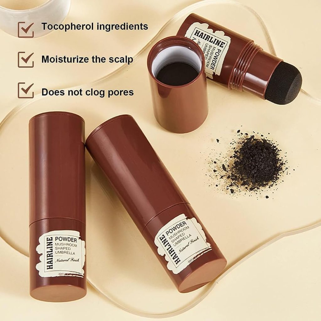 Black Hair Line Powder Stick – Waterproof Root Touch-Up & Gray Cover, 4g