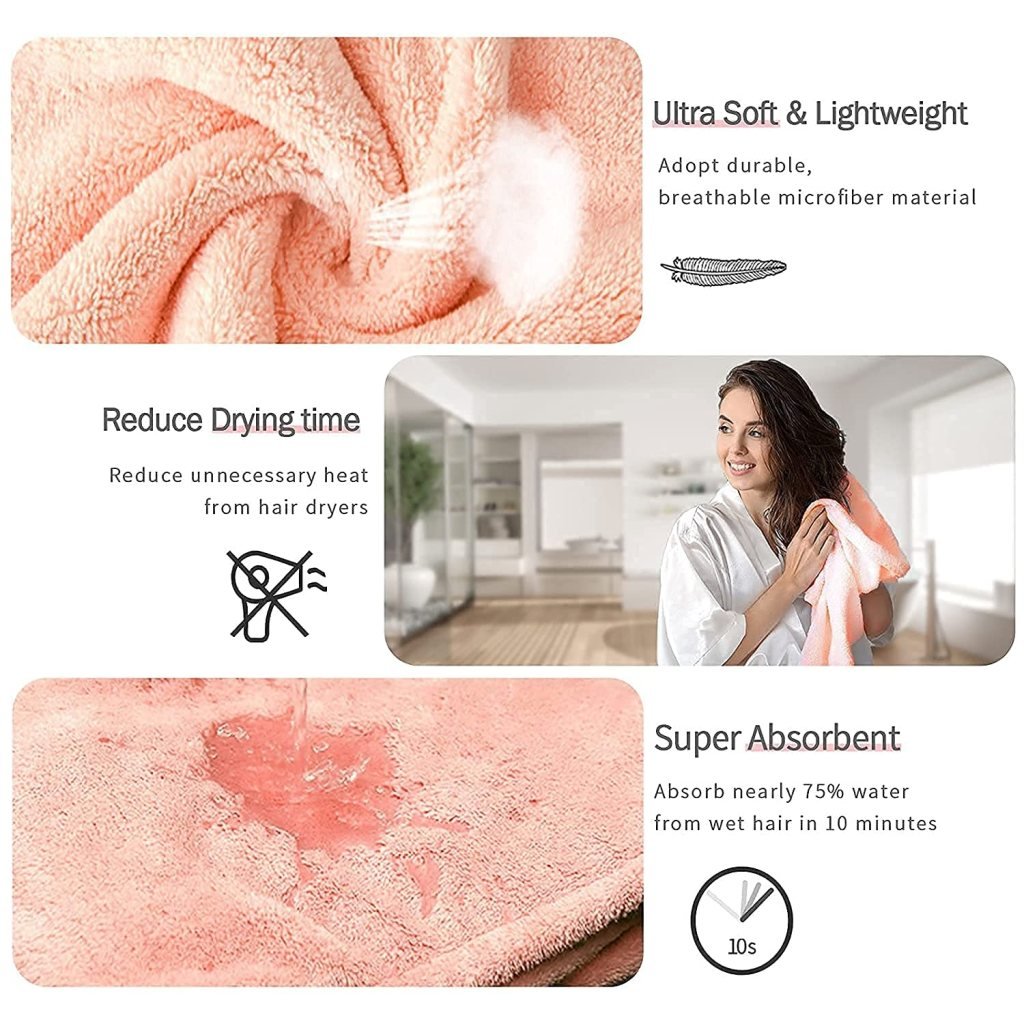 Multicolor Microfiber Hair Wrap & Towel – Quick-Dry, Absorbent Shower Cap & Bathrobe
