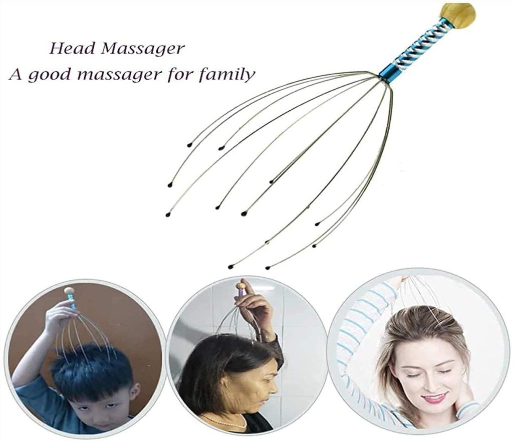 Relaxing 12-Finger Head & Scalp Massager for Pain Relief & Hair Care