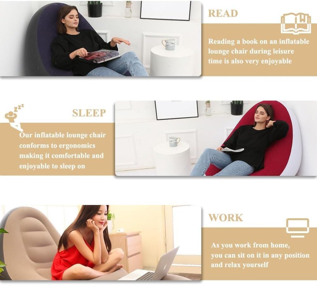 Inflatable Lazy Sofa with Footrest – Portable Lounge Chair for Indoor & Outdoor Relaxation