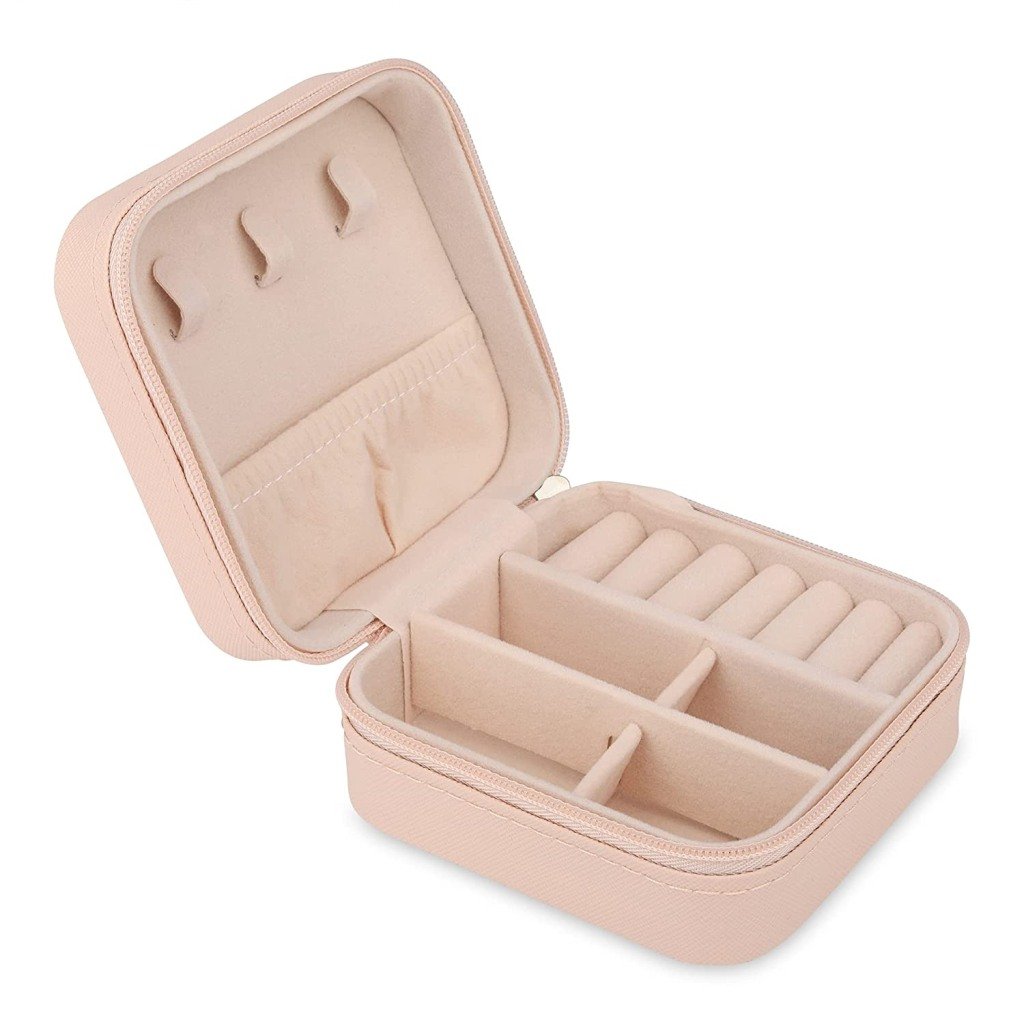 Mini PU Leather Jewelry Box – Portable Organizer with Dividers for Rings, Earrings, Necklaces & Bracelets