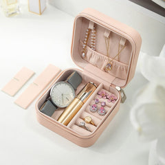 Mini PU Leather Jewelry Box – Portable Organizer with Dividers for Rings, Earrings, Necklaces & Bracelets