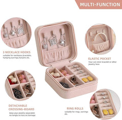 Mini PU Leather Jewelry Box – Portable Organizer with Dividers for Rings, Earrings, Necklaces & Bracelets