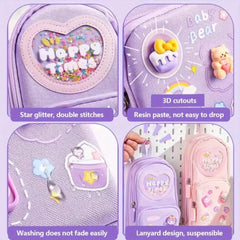 Kawaii Canvas Pencil Pouch – Large Capacity, Multi-Compartment Cute Stationery Case for Girls & Kids