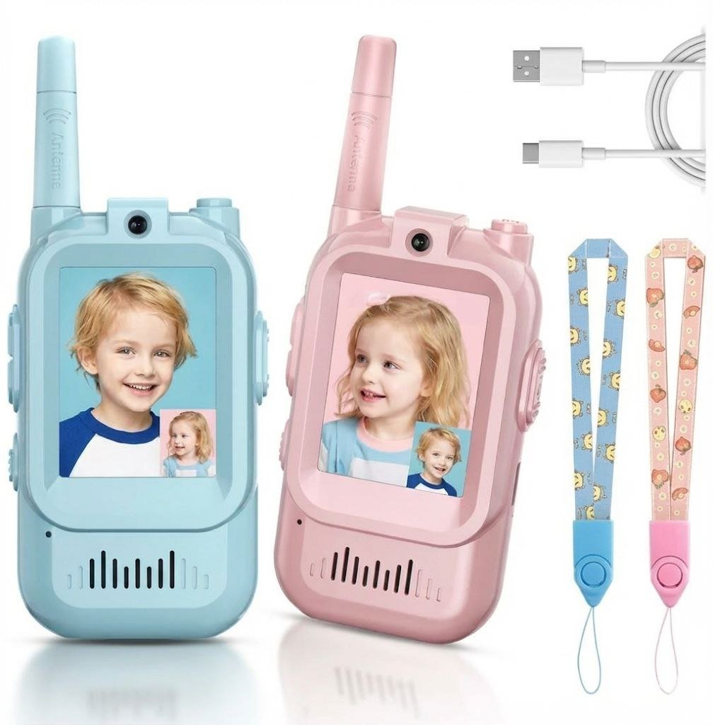 Kids Video Walkie Talkie Set with Voice Changing Effects & Adjustable Volume