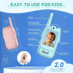 Kids Video Walkie Talkie Set with Voice Changing Effects & Adjustable Volume