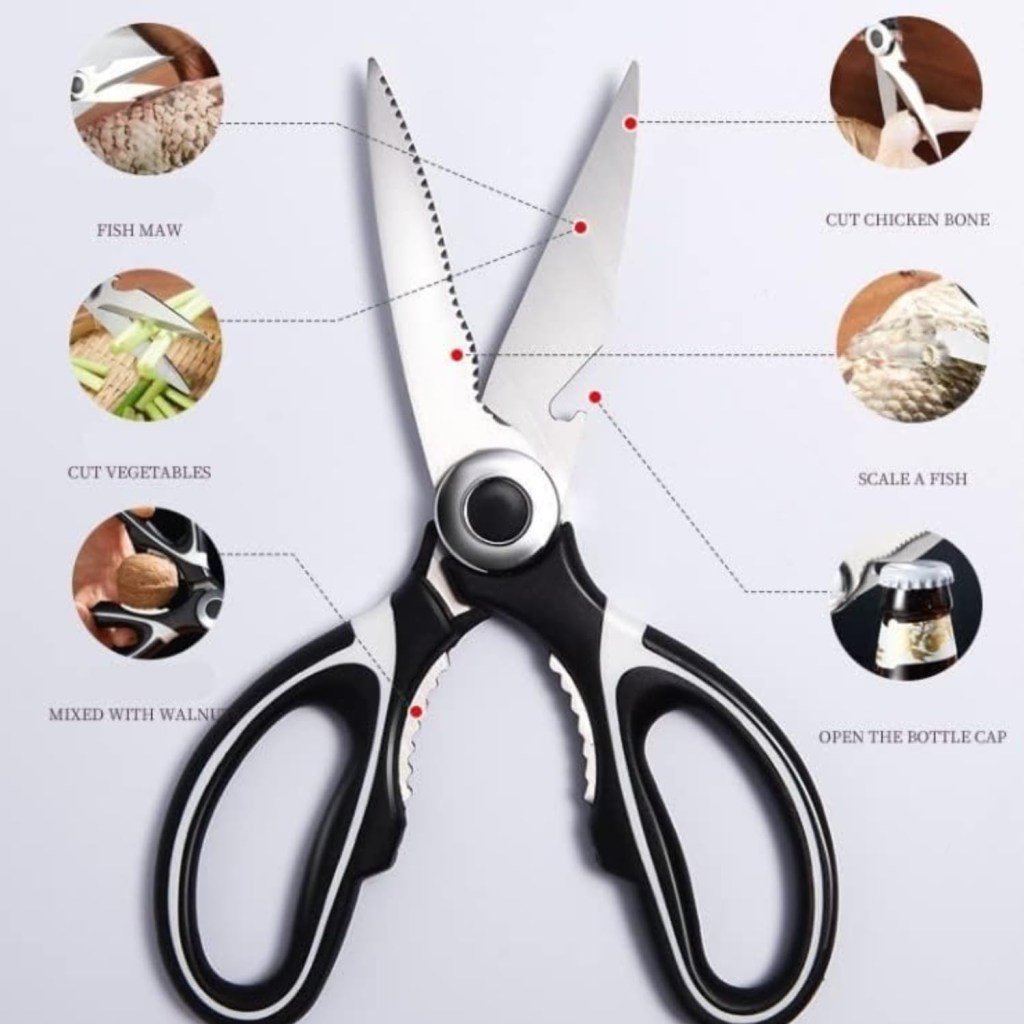 Premium Stainless Steel Kitchen Scissors with Case – Perfect for Meat, Fish & Vegetables