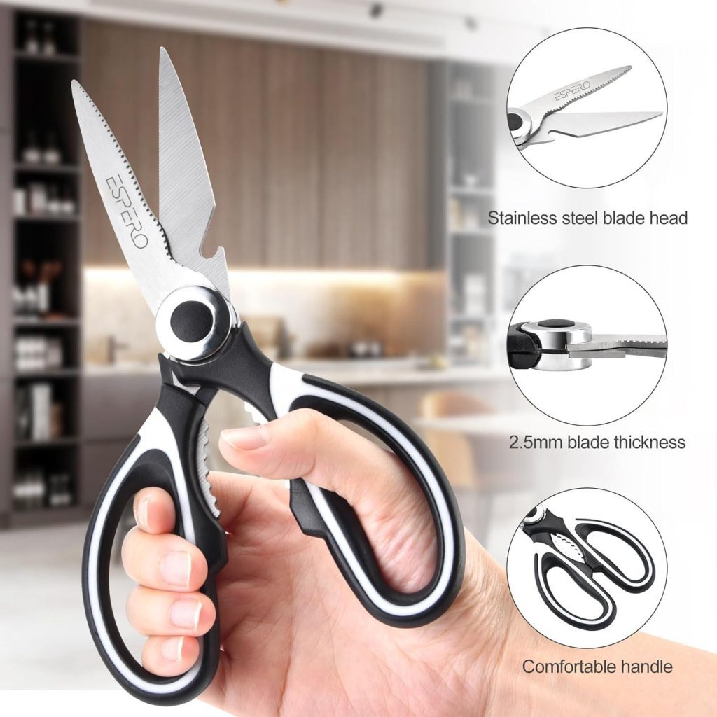 Premium Stainless Steel Kitchen Scissors with Case – Perfect for Meat, Fish & Vegetables