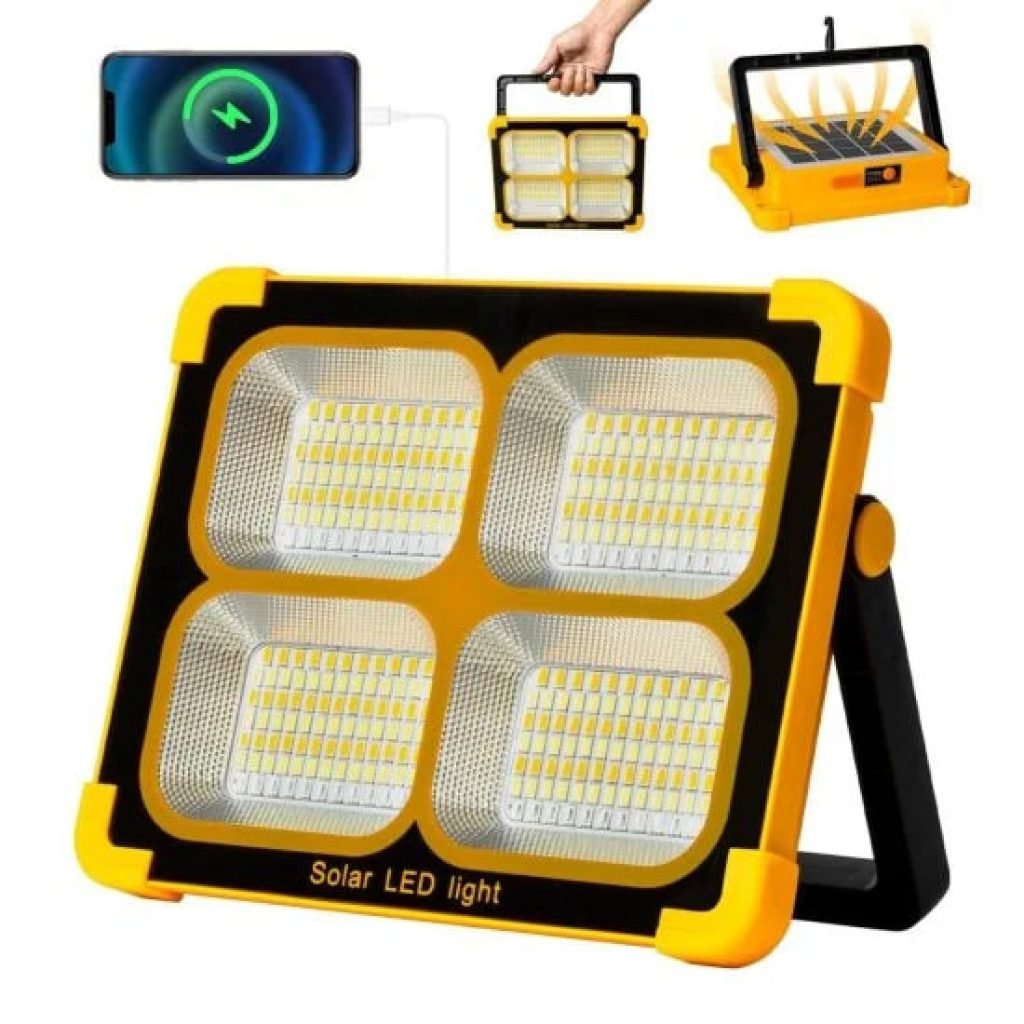 100W Solar LED Flood Light – Rechargeable, Waterproof Outdoor Lighting for Farms & Camping