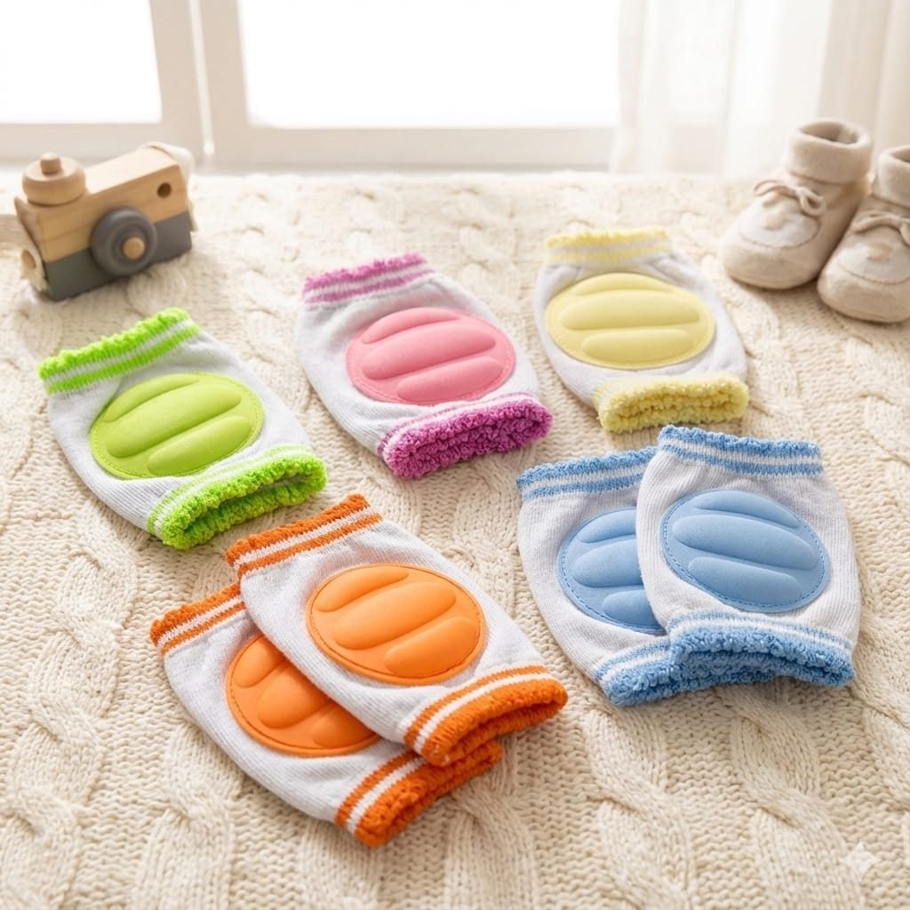 Baby Knee Pads for Crawling & Toddler Safety – Soft, Breathable, Anti-Slip, Multi-Color