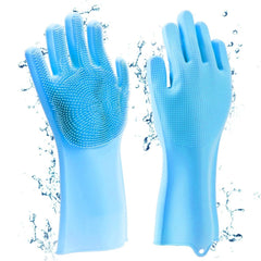 Multicolor Magic Silicone Cleaning Gloves for Kitchen, Dishwashing & Pet Grooming